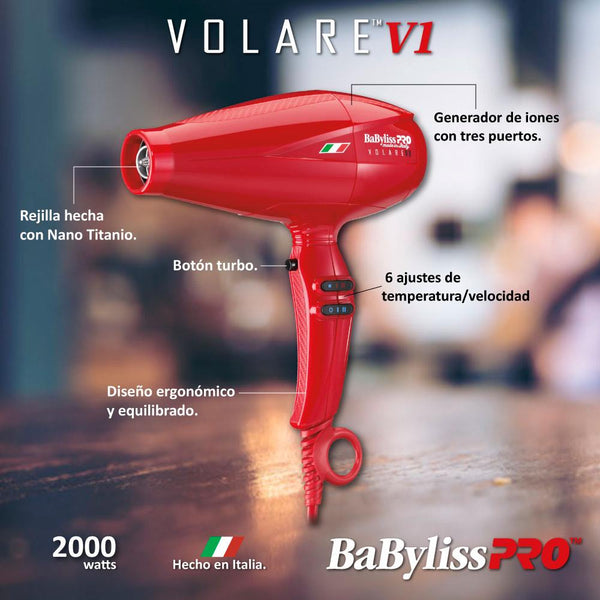 SECADOR BABYLISS VOLARE BABFR V1 MOTOR FERRARI ROJO