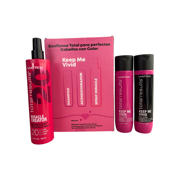 Pack día de Madre Keep Me Vivid Shampoo 300ml, Acondicionador 300ml y Miracle Creator 400ml Matrix