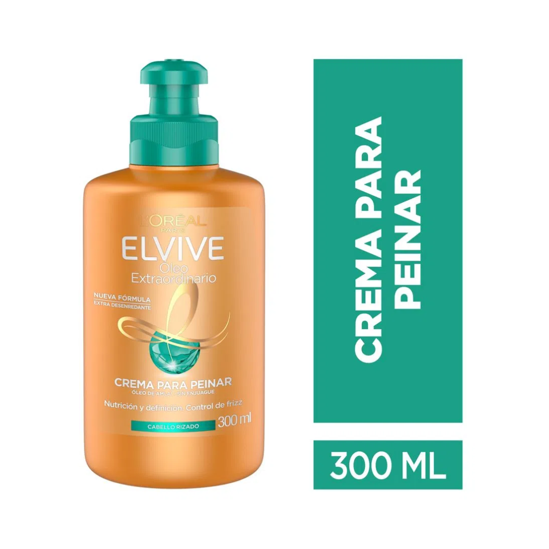 Crema Para Peinar Elvive Óleo Extraordinario Rizos Definidos 300 Ml