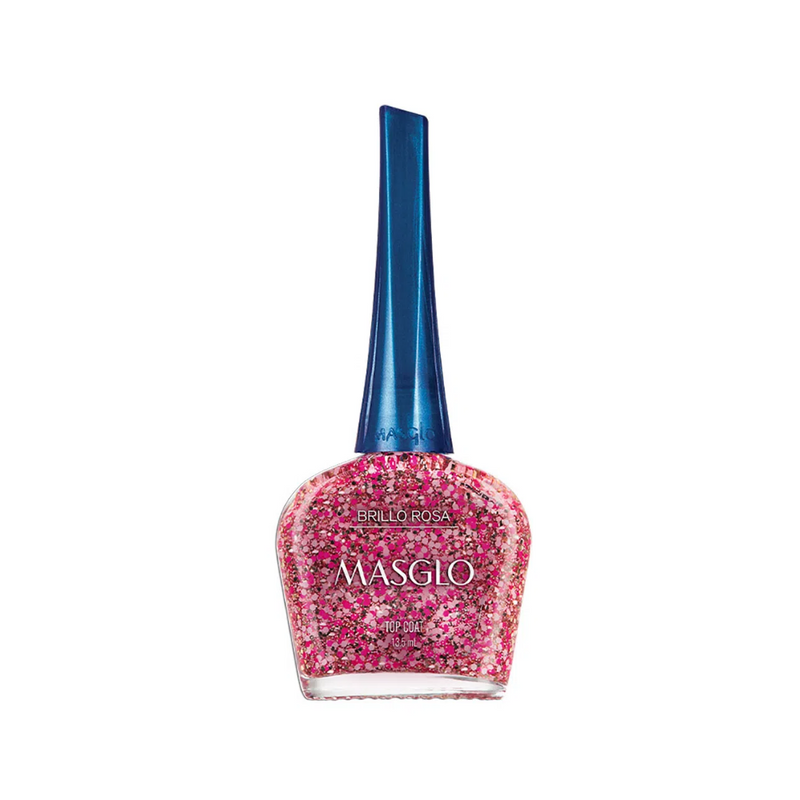 Esmalte Tradicional Glitter Brillo Rosa Masglo