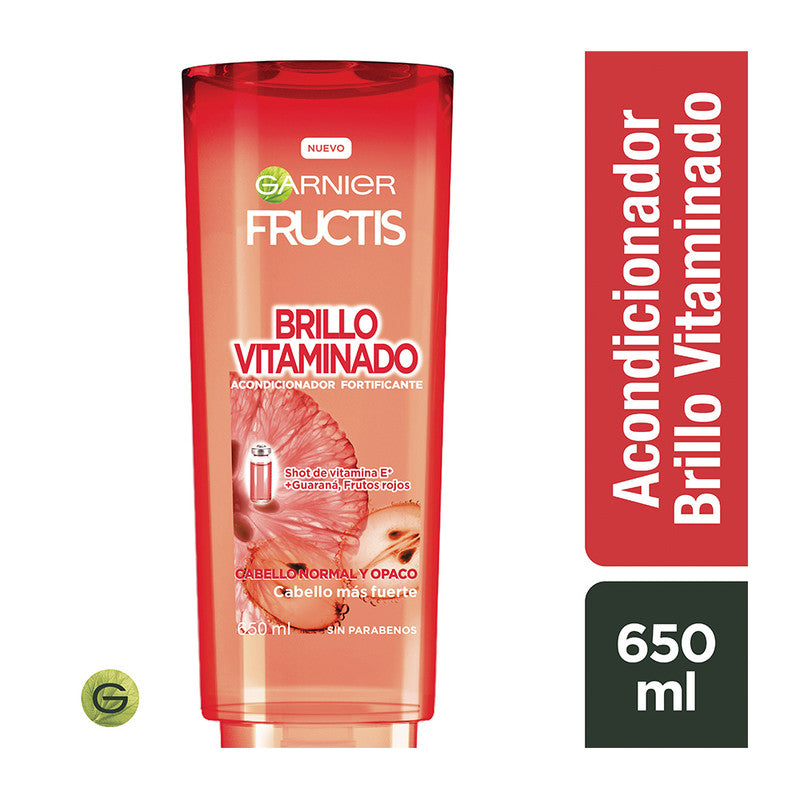 Acondicionador Fructis Brillo Vitaminado E Guarana Frutos Rojos 650 Ml