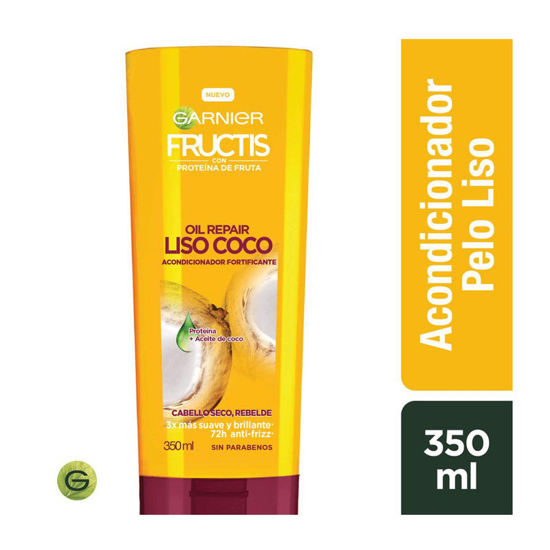 Acondicionador Fructis Oil Repair Liso Coco Cabello Seco Rebelde 350 Ml