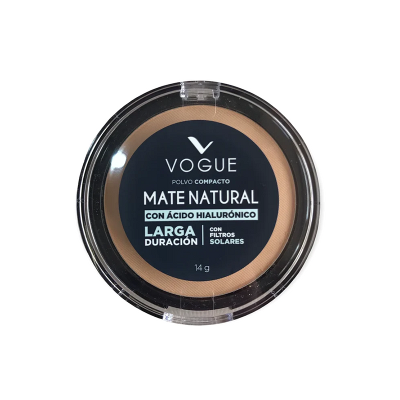 Polvo Compacto Vogue Mate Natural + Ácido Hialurónico - Tono Canela