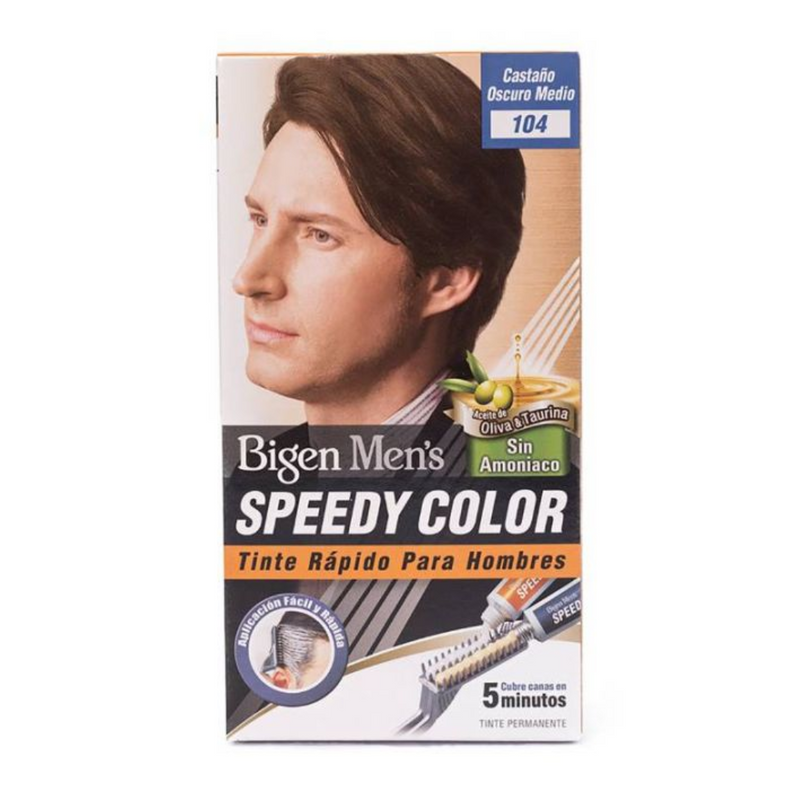 TINTE PERMANENTE PARA HOMBRE SPEEDY COLOR #104 CASTAÑO OSCURO MEDIO