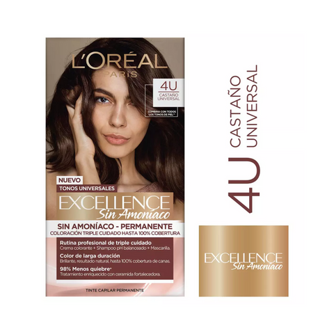 Tintura Excellence Sin Amoniaco 4U Castaño Universal L'Oréal Paris