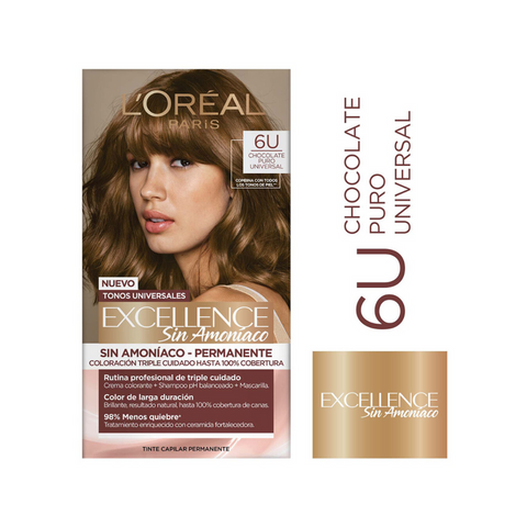 Tintura Excellence Sin Amoniaco 6U Chocolate Puro Universal L'Oréal Paris